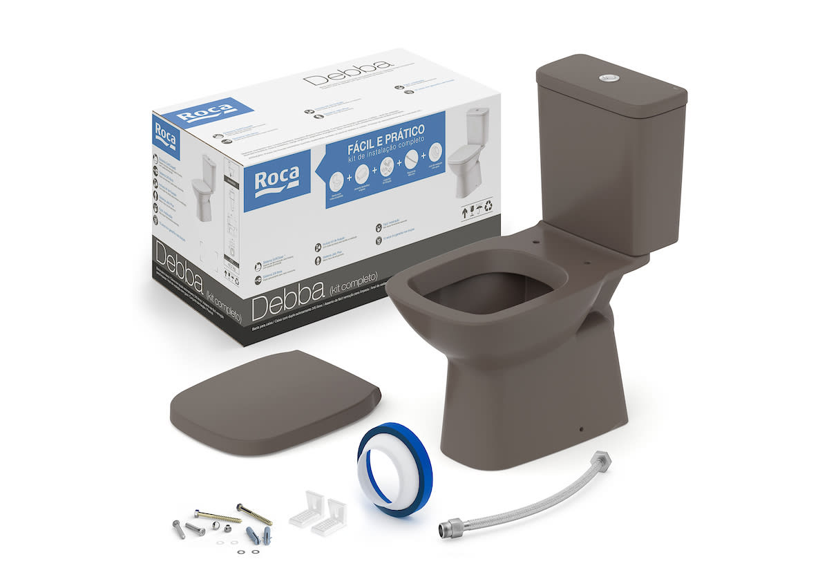 KIT COMPLETO BACIA C/ CAIXA 3/6 LITROS DEBBA CLASSIC 	CAFÉ	ROCA