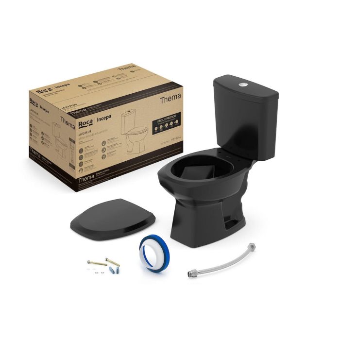 KIT COMPLETO BACIA C/ CAIXA 3/6 LITROS THEMA 	PRETO	ROCA/INCEPA