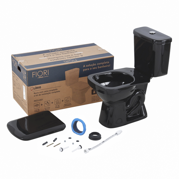 KIT COMPLETO BACIA C/ CAIXA 3/6 LITROS LÍRIO	PRETO	FIORI