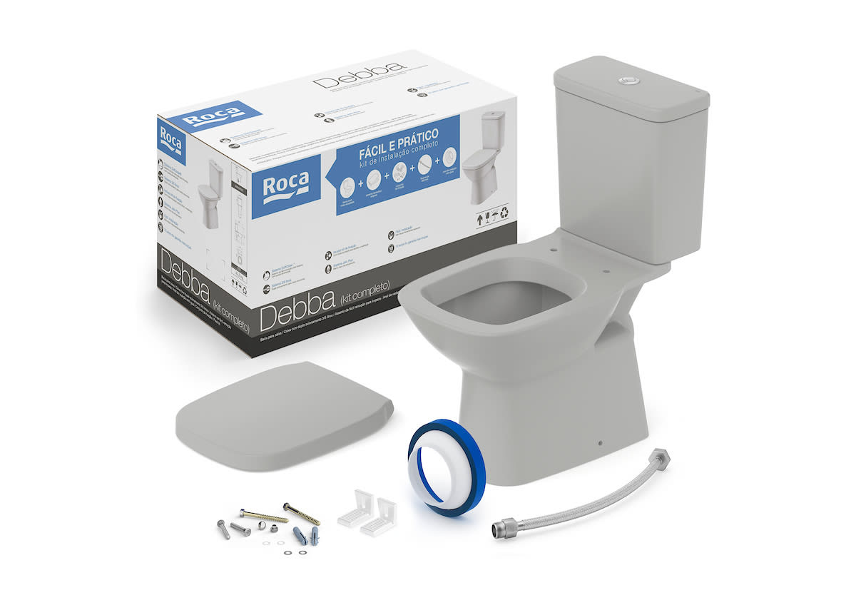 KIT COMPLETO BACIA C/ CAIXA 3/6 LITROS DEBBA CLASSIC 	STONE	ROCA