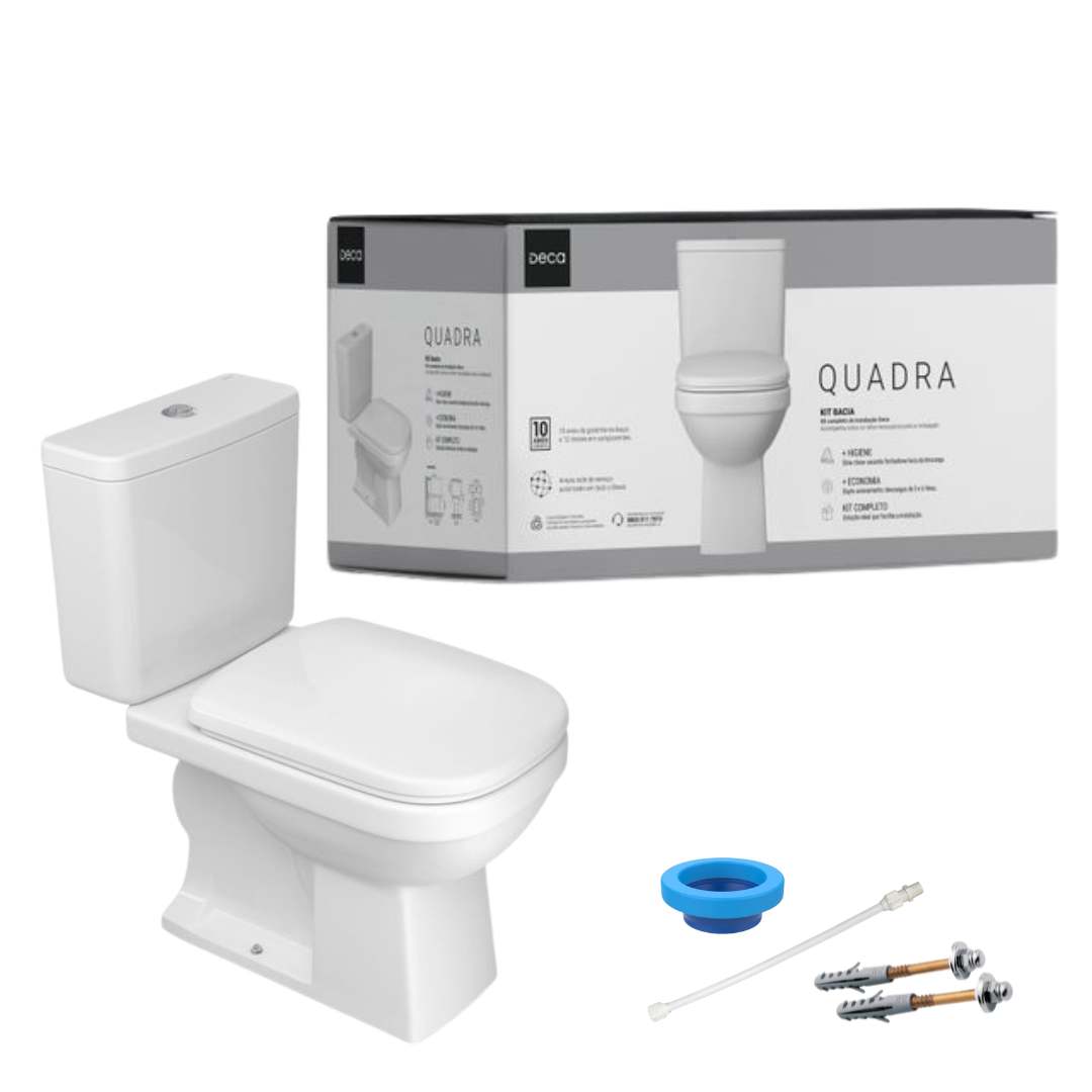 KIT COMPLETO BACIA C/ CAIXA 3/6 LITROS QUADRA	BRANCO GELO	DECA